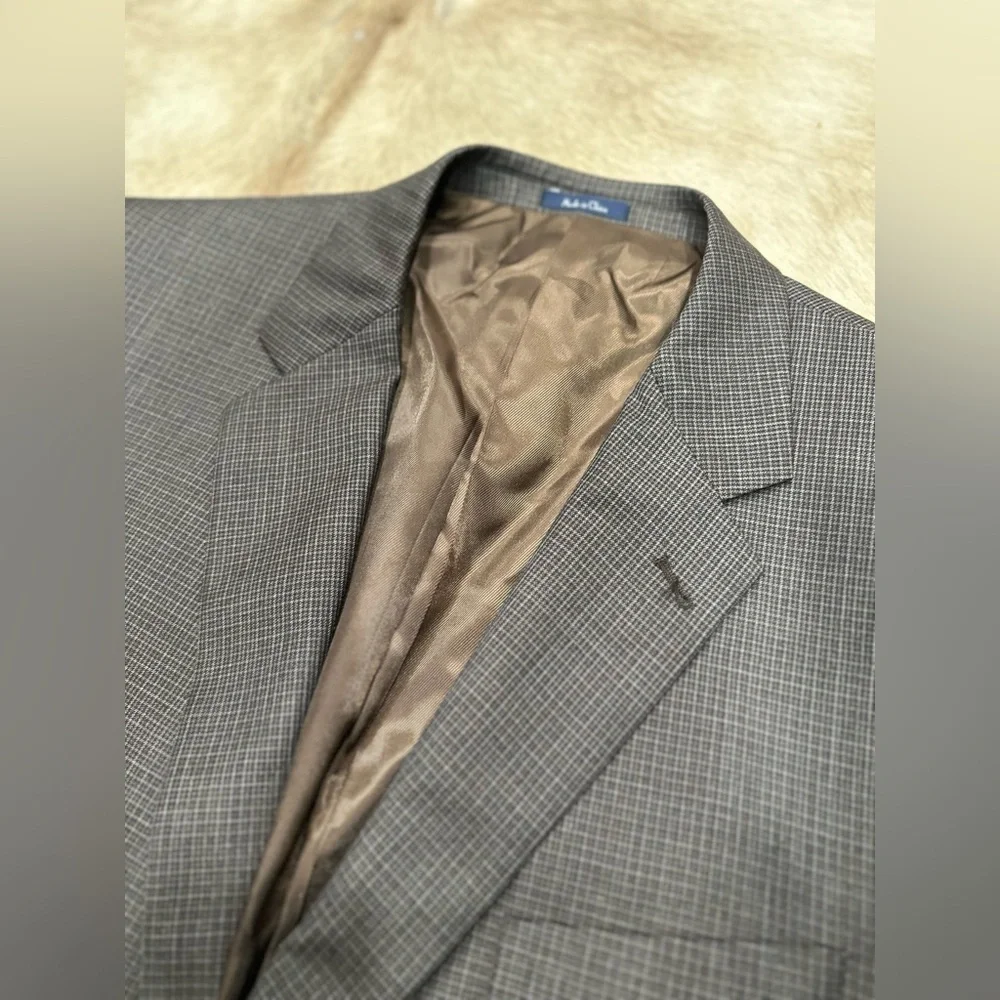 Turnbury Mens 48L Brown/Gray 100% Wool Blazer Sport Coat Jacket Casual Preppy